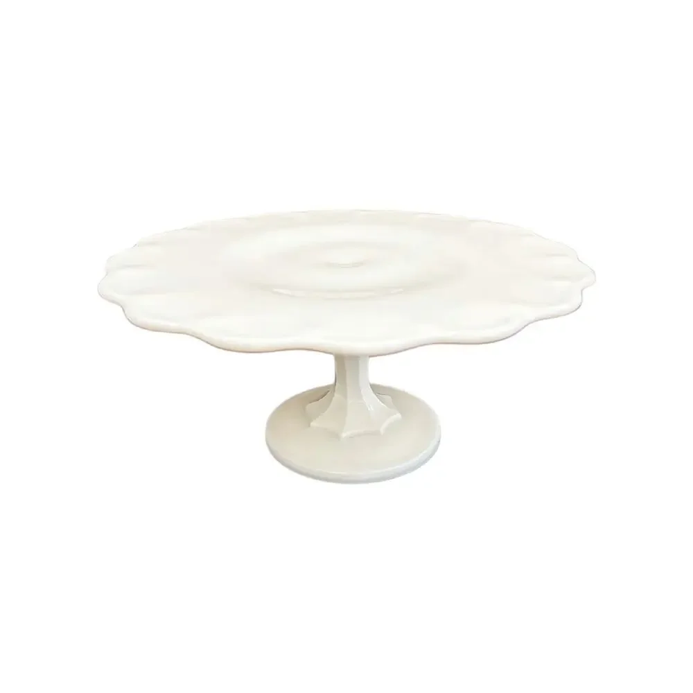 Vintage Indiana Milk Glass Pedestal Cake Stand, Teardrop Harvest Collection